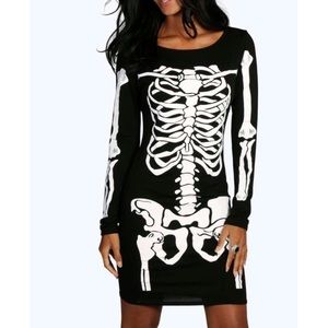Boohoo Maddie Skeleton Bodycon Dress